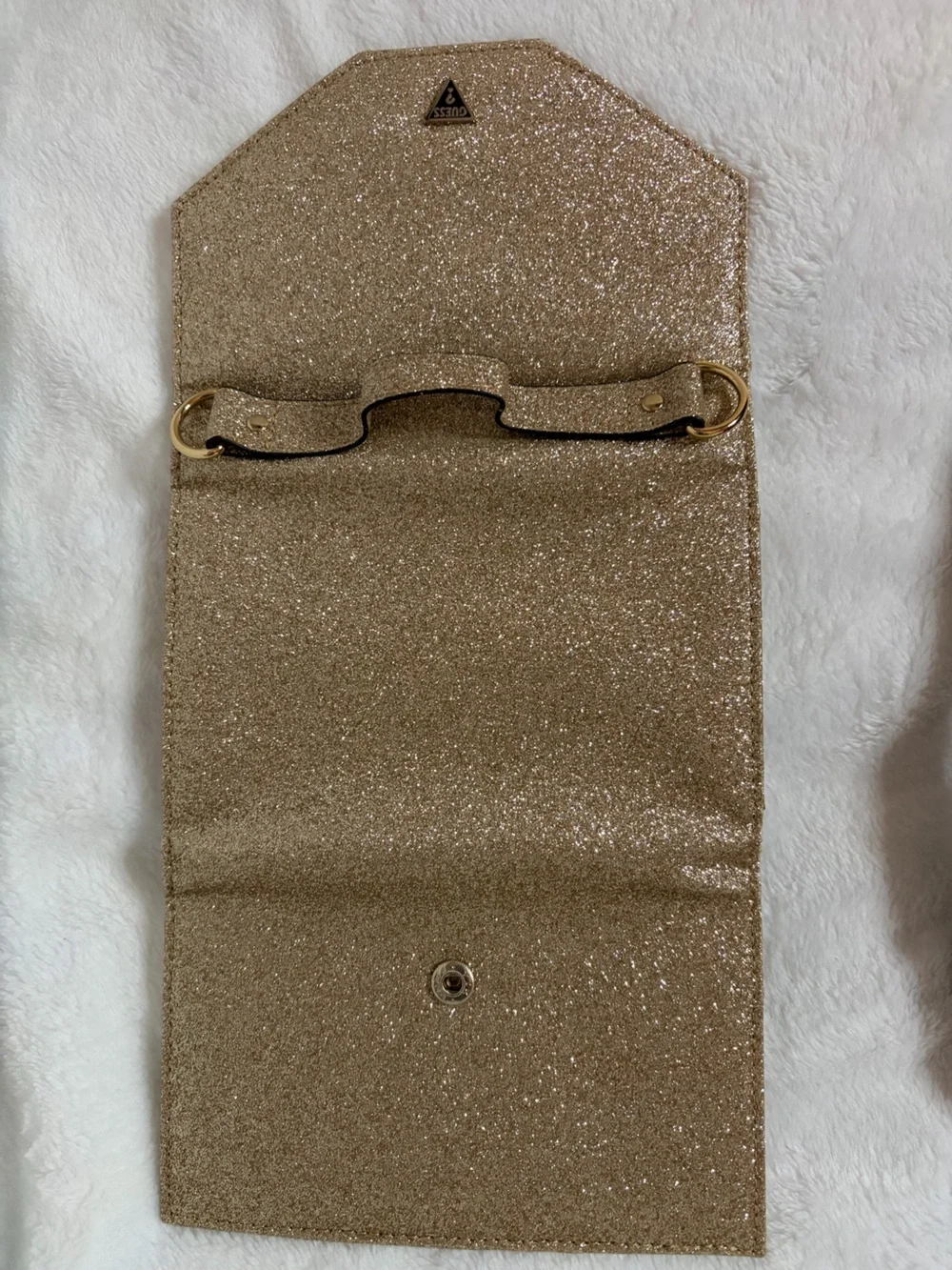 Guess Gold Glitter Sparkly Crossbody Phone & Card Holder Wallet removable strap